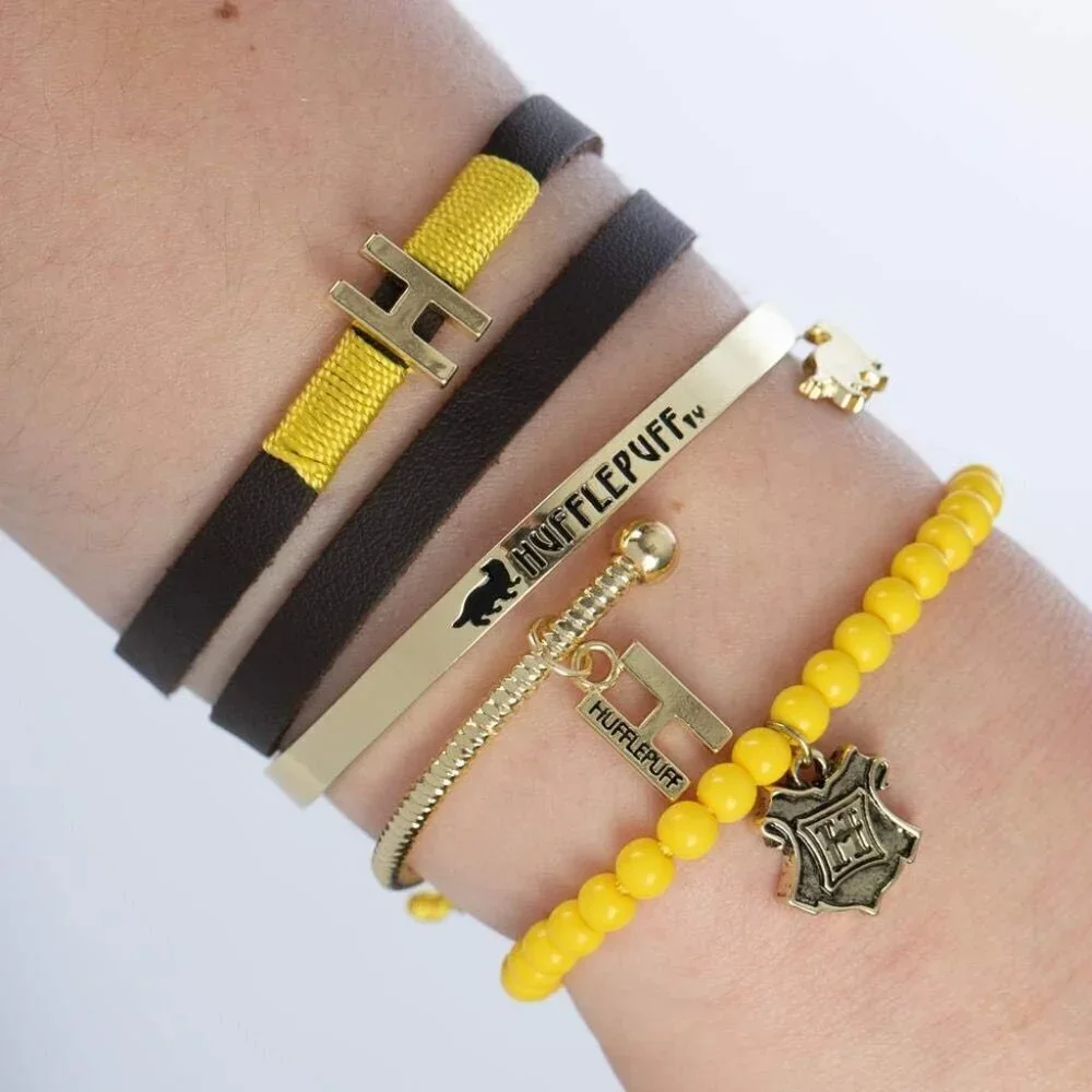 Harry Potter Hufflepuff Friendship Bracelet Set 4 Pack Gift for Women